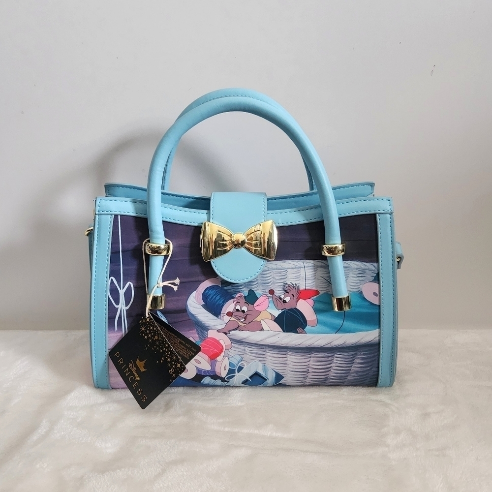 Disney Loungefly Cinderella Princess Scenes Light Baby Blue Crossbody Bag Purse
